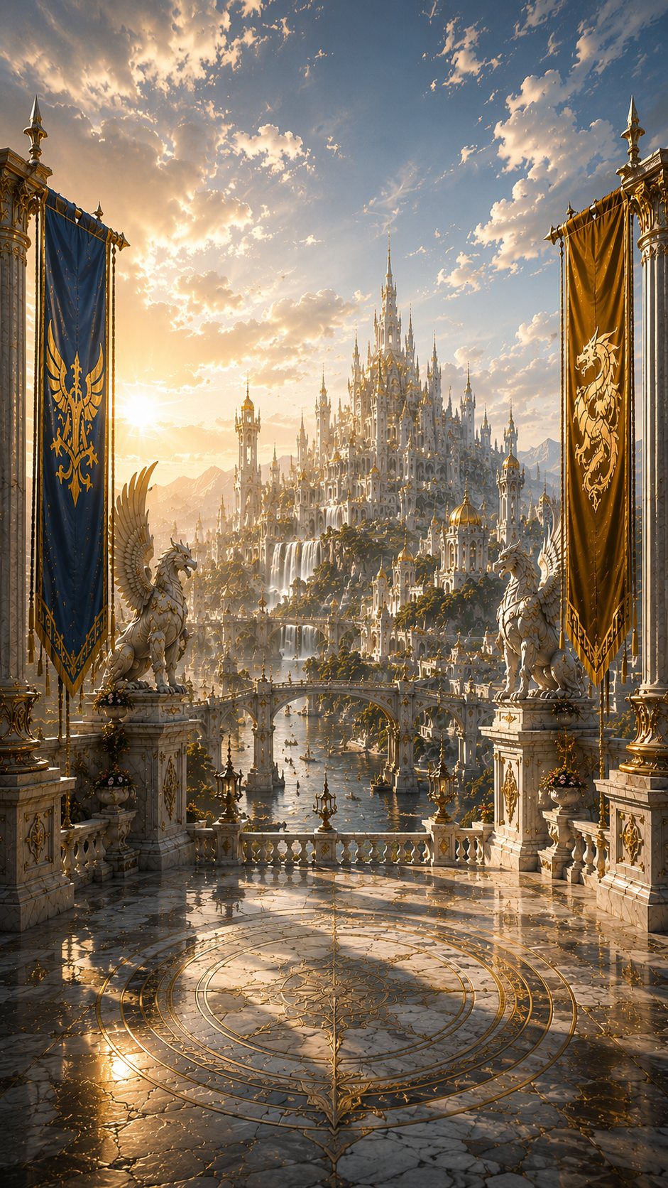 Sunrise over the golden imperial capital of Glavoris